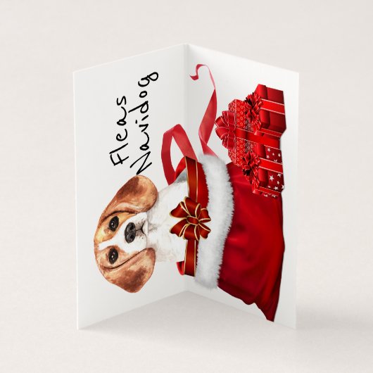 Beagle Xmas Hund in Santa Sack mit DIY Wünschen (Innenseite)