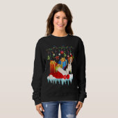 Beagle Xmas Hund Weihnachtsmannmütze Sweatshirt (Vorne ganz)