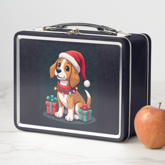 Beagle Xmas Lighting Santa Beagle Dog Christmas Ta Metall Brotdose (Beispiel)