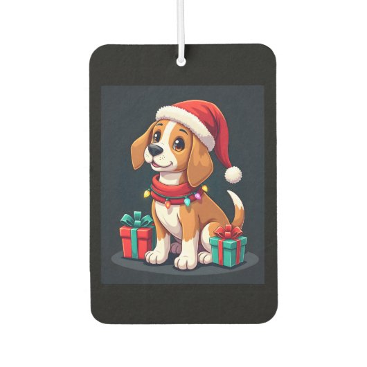 Beagle Xmas Lighting Santa Beagle Dog Weihnachten Autolufterfrischer (Vorderseite)