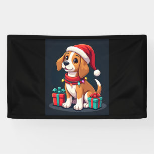 Beagle Xmas Lighting Santa Beagle Dog Weihnachten Banner