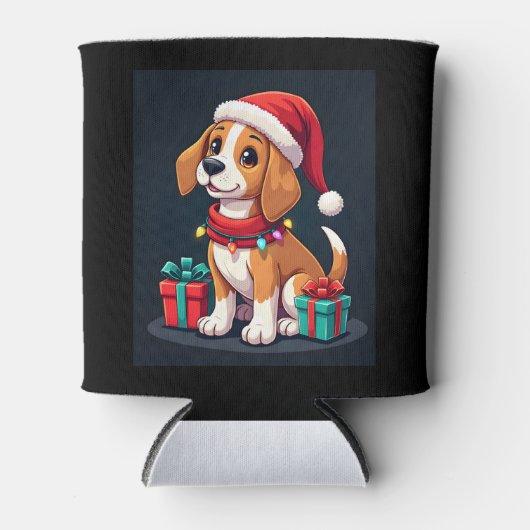 Beagle Xmas Lighting Santa Beagle Dog Weihnachten Dosenkühler (Vorderseite)