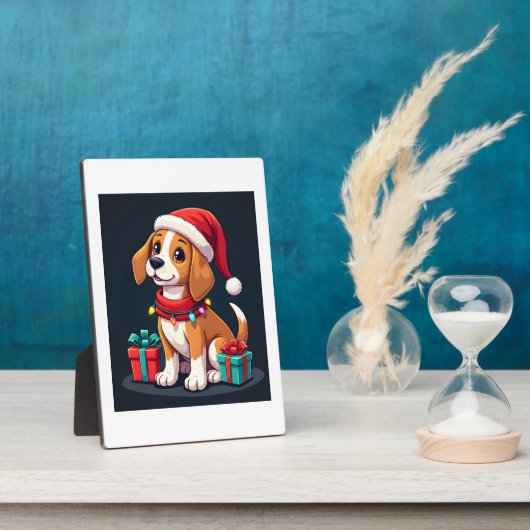Beagle Xmas Lighting Santa Beagle Dog Weihnachten Fotoplatte (Seite)