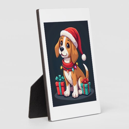 Beagle Xmas Lighting Santa Beagle Dog Weihnachten Fotoplatte (Seite)