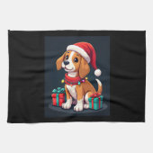 Beagle Xmas Lighting Santa Beagle Dog Weihnachten Geschirrtuch (Horizontal)