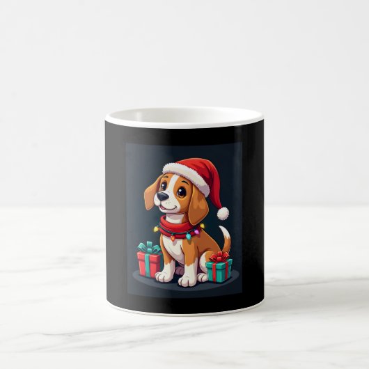 Beagle Xmas Lighting Santa Beagle Dog Weihnachten Kaffeetasse (Mittel)