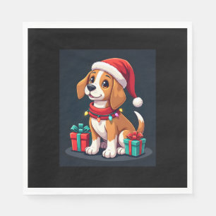 Beagle Xmas Lighting Santa Beagle Dog Weihnachten Serviette