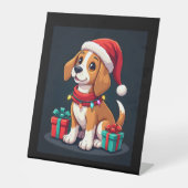 Beagle Xmas Lighting Santa Beagle Dog Weihnachten Sockelschild (Vorderseite)