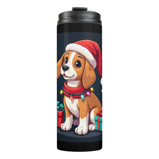 Beagle Xmas Lighting Santa Beagle Dog Weihnachten Thermosbecher (Vorderseite)