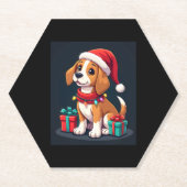 Beagle Xmas Lighting Santa Beagle Dog Weihnachten Untersetzer (Vorderseite)