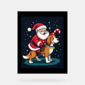 Beagle Xmas Lighting Santa Riding Beagle Dog Chris Acrylschild (Vorderseite)