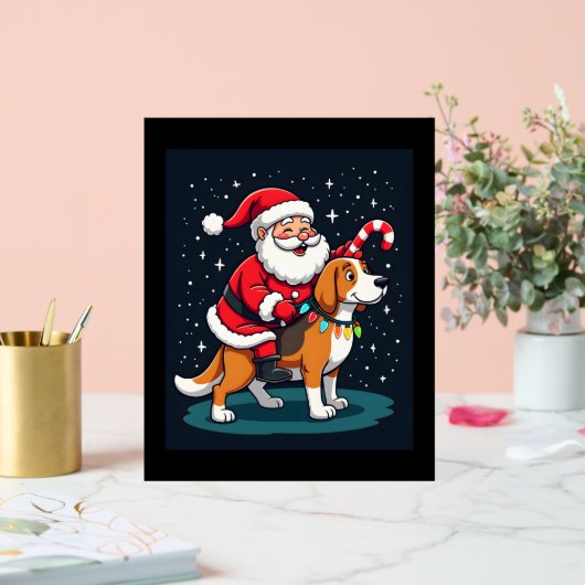 Beagle Xmas Lighting Santa Riding Beagle Dog Chris Acrylschild (Hochzeit)