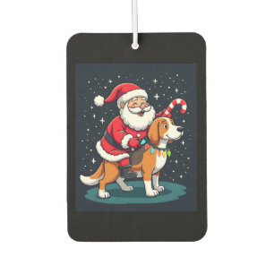 Beagle Xmas Lighting Santa Riding Beagle Dog Chris Autolufterfrischer