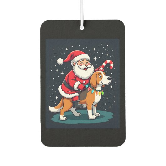 Beagle Xmas Lighting Santa Riding Beagle Dog Chris Autolufterfrischer (Vorderseite)