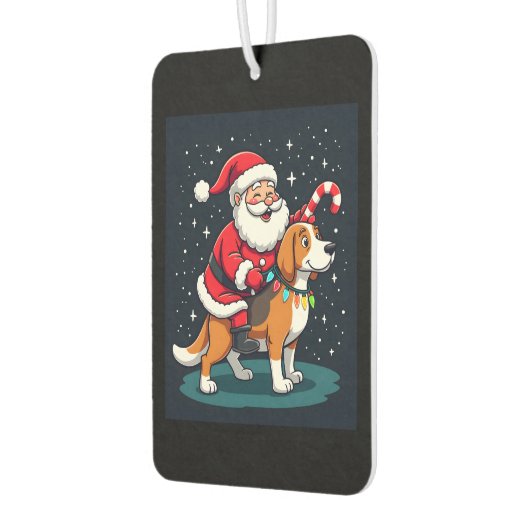 Beagle Xmas Lighting Santa Riding Beagle Dog Chris Autolufterfrischer (Links)