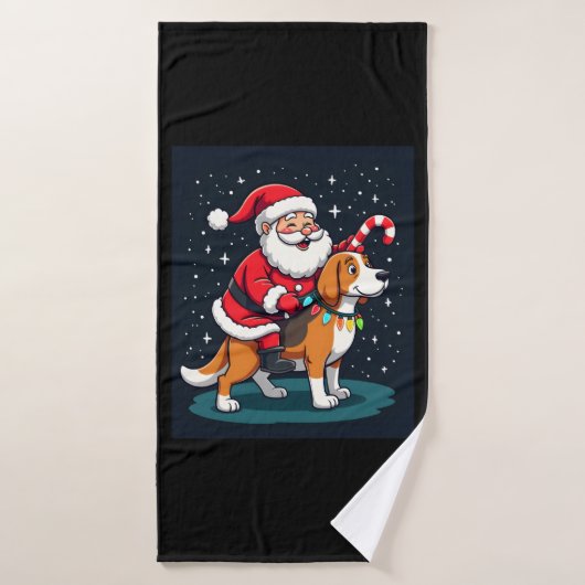 Beagle Xmas Lighting Santa Riding Beagle Dog Chris Badehandtuch (Badehandtuch)