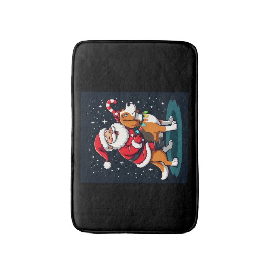 Beagle Xmas Lighting Santa Riding Beagle Dog Chris Badematte (Vorderseite Vertikal)