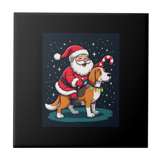 Beagle Xmas Lighting Santa Riding Beagle Dog Chris Fliese (Vorderseite)