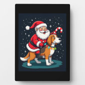Beagle Xmas Lighting Santa Riding Beagle Dog Chris Fotoplatte (Vorderseite)