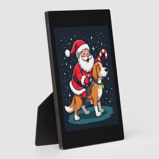 Beagle Xmas Lighting Santa Riding Beagle Dog Chris Fotoplatte (Seite)