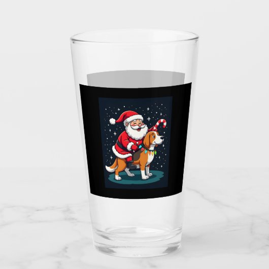 Beagle Xmas Lighting Santa Riding Beagle Dog Chris Glas (Vorderseite)