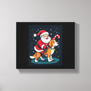 Beagle Xmas Lighting Santa Riding Beagle Dog Chris Leinwanddruck