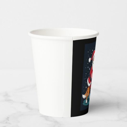 Beagle Xmas Lighting Santa Riding Beagle Dog Chris Pappbecher (Rechts)