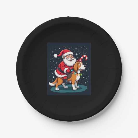 Beagle Xmas Lighting Santa Riding Beagle Dog Chris Pappteller (Vorderseite)