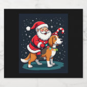 Beagle Xmas Lighting Santa Riding Beagle Dog Chris Schaumweinetikett (Einzelnes Label)