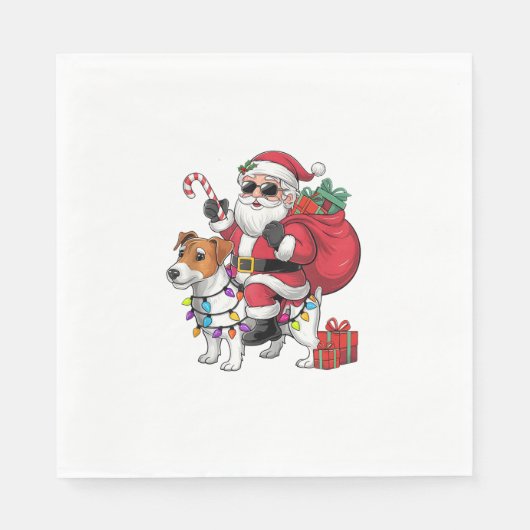 Beagle Xmas Lighting Santa Riding Beagle Dog Chris Serviette (Vorderseite)