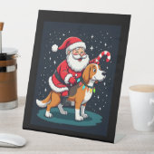 Beagle Xmas Lighting Santa Riding Beagle Dog Chris Sockelschild (In Situ)