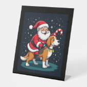 Beagle Xmas Lighting Santa Riding Beagle Dog Chris Sockelschild (Vorderseite)