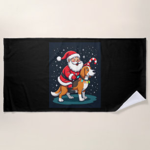 Beagle Xmas Lighting Santa Riding Beagle Dog Chris Strandtuch