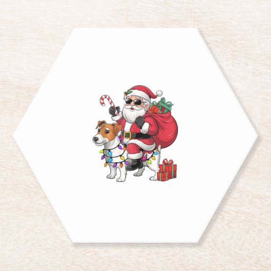 Beagle Xmas Lighting Santa Riding Beagle Dog Chris Untersetzer (Vorderseite)