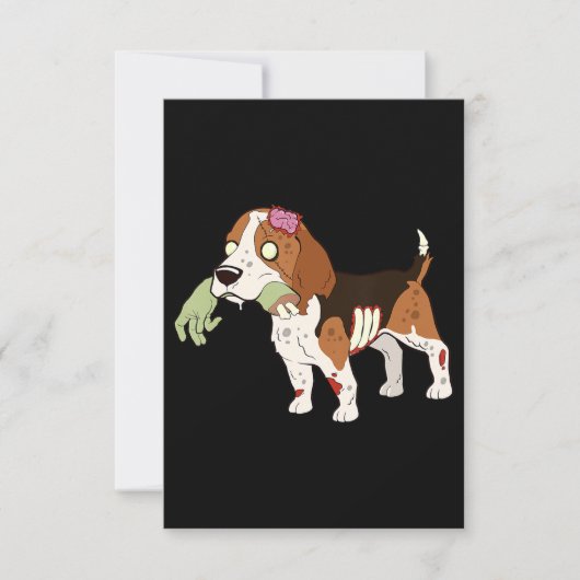 Beagle Zombie Hand Funny Hund Halloween Geschenk RSVP Karte (Vorderseite)