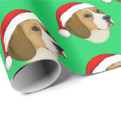 Beagle zu Weihnachten in einer Weihnachtsmannmütze Geschenkpapier (Rolleneckpunkt)