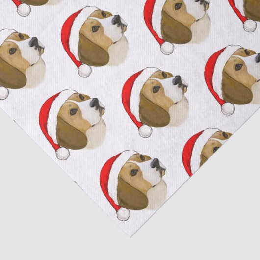 Beagle zu Weihnachten in einer Weihnachtsmannmütze Seidenpapier (Detail)