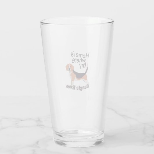 Beagle Zuhause Glas (Rückseite)