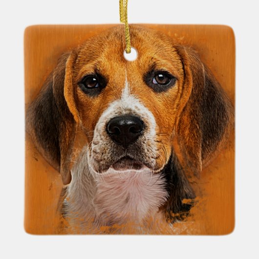 Beaglehundedigitale Kunst Keramikornament (Vorderseite)