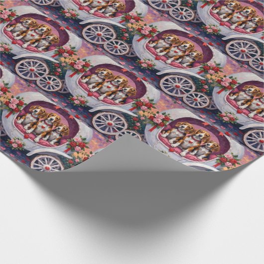 Beagles Dog Valentine's Day  Geschenkpapier (Ecke)