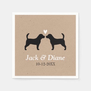 Beagles Hochzeitscouple mit benutzerdefiniertem Te Serviette
