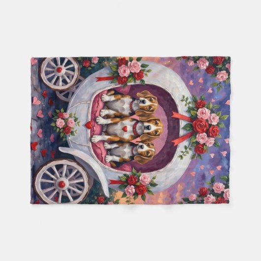 Beagles Hund Valentinstag  Fleecedecke (Vorderseite (Horizontal))