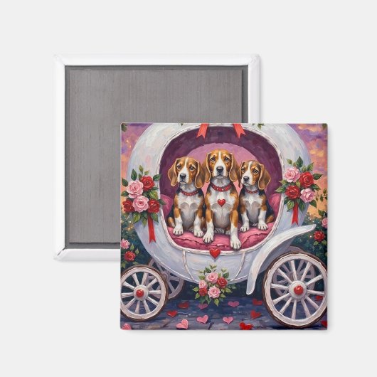 Beagles Hund Valentinstag Magnet (Vorderseite/Rückseite)