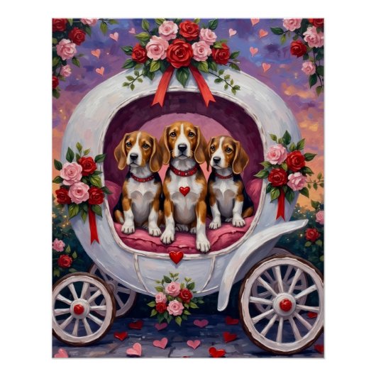 Beagles Hund Valentinstag Poster (Vorderseite)