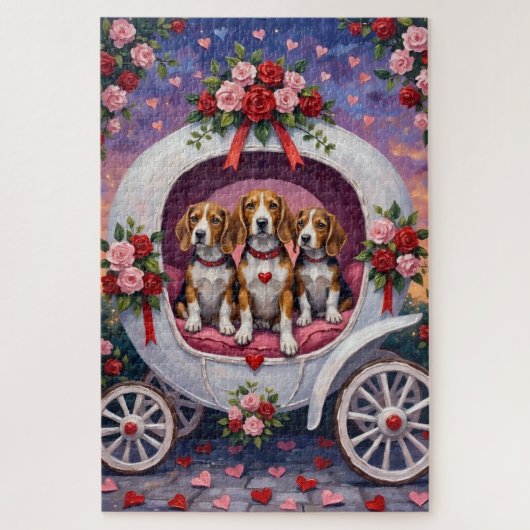 Beagles Hund Valentinstag Puzzle (Vertikal)