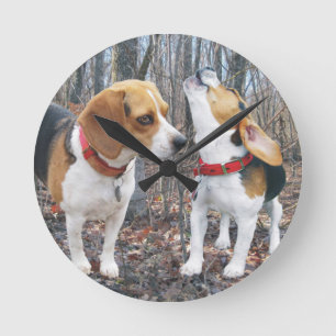 Beagles in der Holz-Uhr Runde Wanduhr