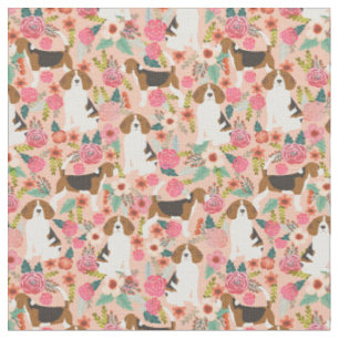 Beagles Stoff - Blumen Rosa