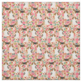 Beagles Stoff - Blumen Rosa (Muster)