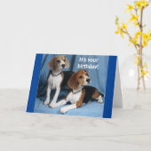 **BEAGLES** WISHING A VERY HAPPY BIRTHDAY** KARTE (Gelbe Blume)