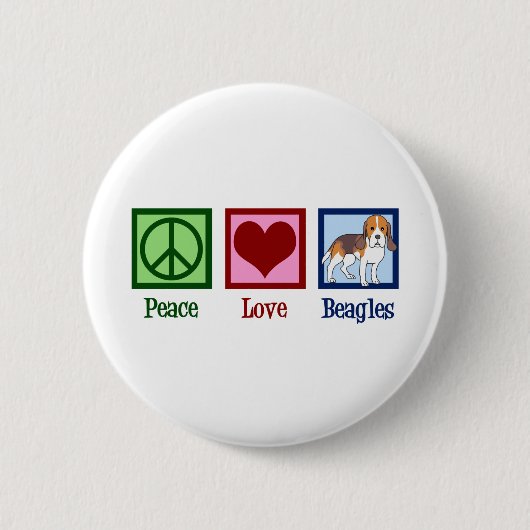 Beagles zur Liebe des niedlichen Friedens Button (Vorderseite)